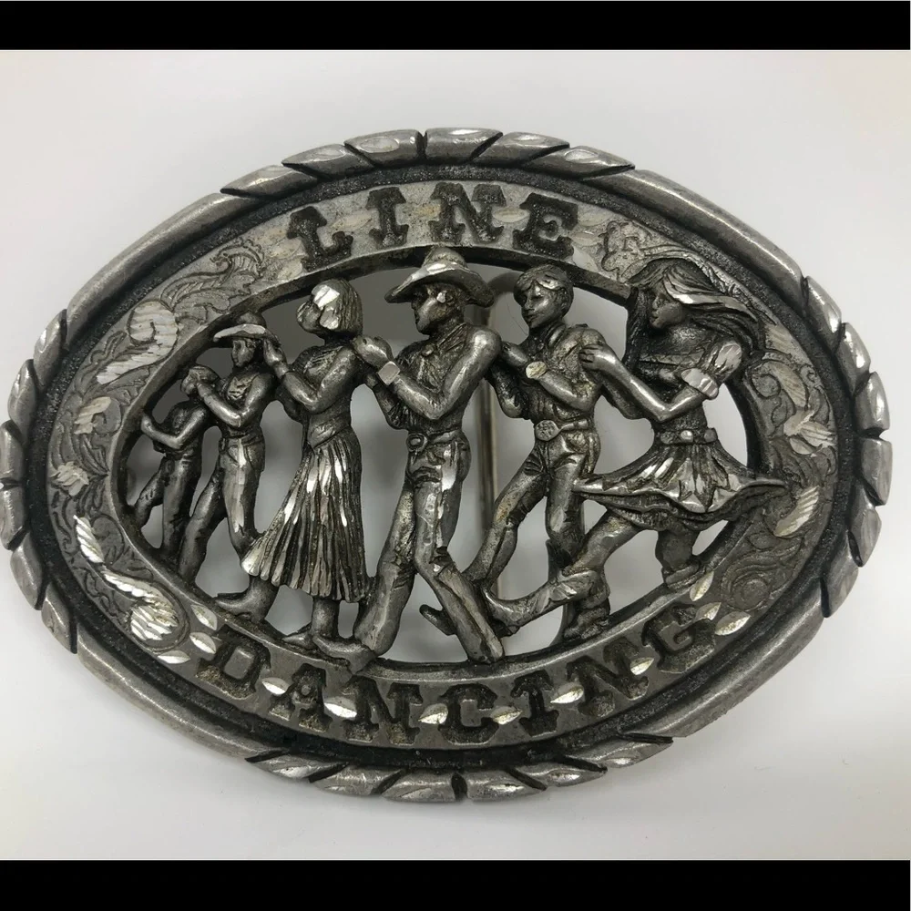 Vintage line dancing belt buckle western wear belt buckle